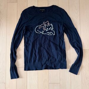 Banana Republic Navy Cat Graphic Sweater
